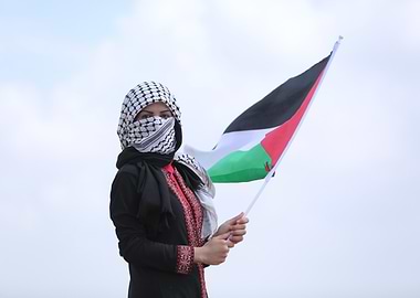 Woman with Palestinian Flag