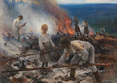 Burning the Brushwood by Eero Järnefelt