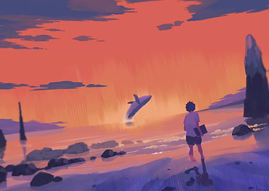 Whale Jump at Sunset Beach