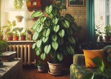 dumb cane plant in a cozy room
