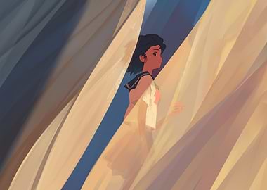 Anime girl in sunlight illustration