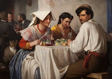 Dinner Scene with Three People