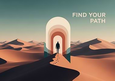 Desert Silhouette at Archway – Inspirational Wall Art “Find Your Path”