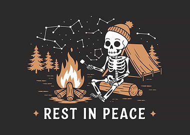 Rest in Peace Camping Skeleton