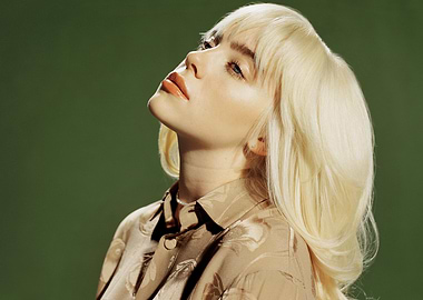 Billie Eilish portrait with blonde hair