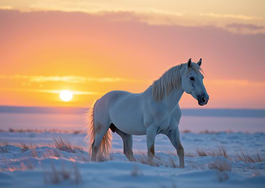 White Horse at Sunset