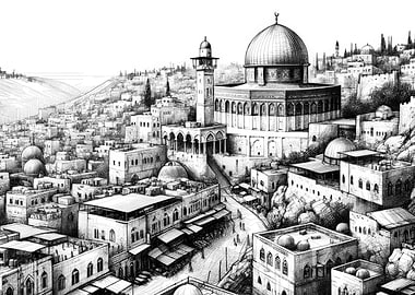 Jerusalem cityscape sketch