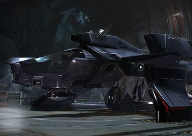 Futuristic Spaceship in Hangar