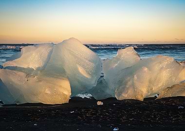 Icebergs on Black Sand Beach