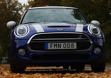 Blue Mini Cooper Front View