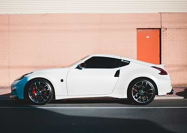 White Nissan 370Z parked on street