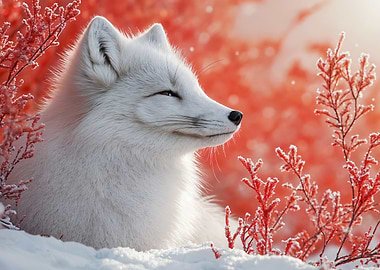 Arctic Fox in Winter Landscape