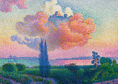 Pointillist Landscape with Clouds and Water,Henri Edmond Cross