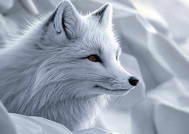 Arctic Fox Portrait with Orange Eyes