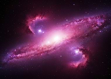Pink and Purple Galaxy in Space