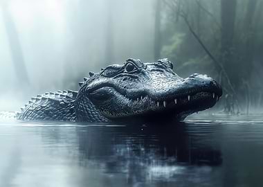 Alligator in Misty Water