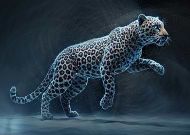 Leopard in blue digital art