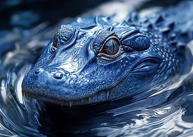 Blue Alligator in Water