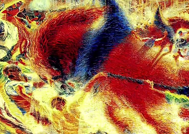 Abstract Painting with Red and Blue by Umberto Boccioni