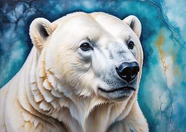 Polar Bear Portrait with Abstract Background