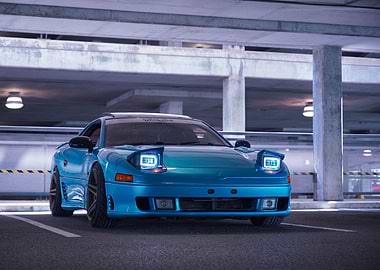 Blue Mitsubishi 3000GT in Parking Garage