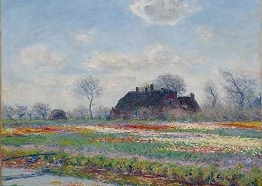 Impressionist Tulip Field Painting by claude monet