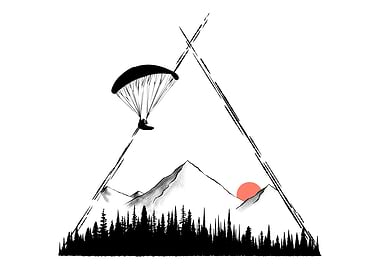 Paragliding Mountain Landscape Minimalist Art