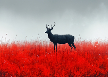 Deer in Red Field
