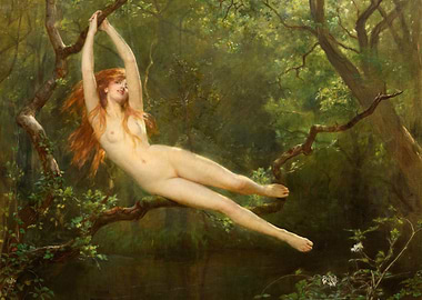 Nymph on a Tree Branch Painting