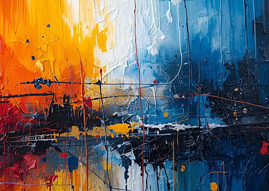 Abstract Painting with Bold Color Palette