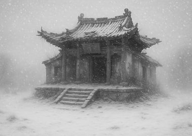 Snowy Asian Temple