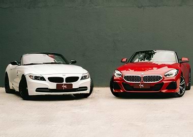 Two BMW Z4 Roadsters: White and Red