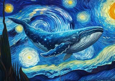 Whale Starry Night Style