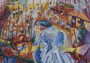 Impressionistic Market Scene Painting by Umberto Boccioni