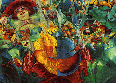 Abstract Woman with Wine and Fruit