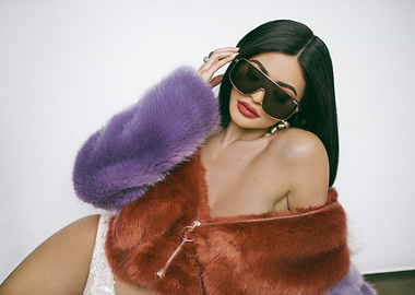 Kylie Jenner in Fur Coat and Sunglasses