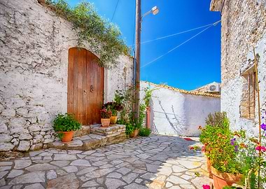 Charming Mediterranean Street Scene, Corfu Island