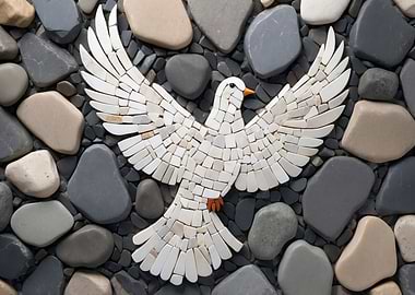 Dove mosaic on stone background