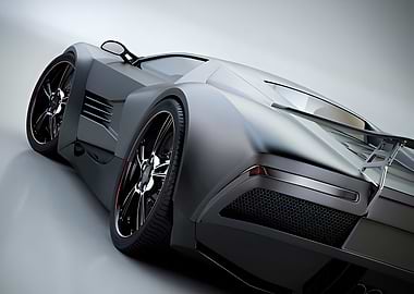 Sleek Silver Futuristic Sports Car