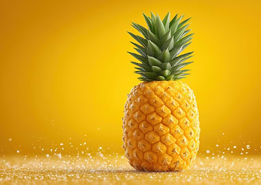 Pineapple on Yellow Background