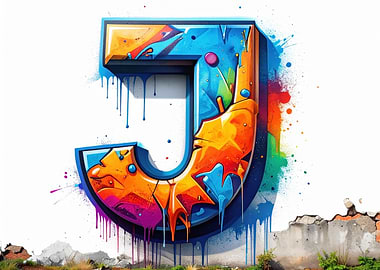 Graffiti Letter J on White Wall