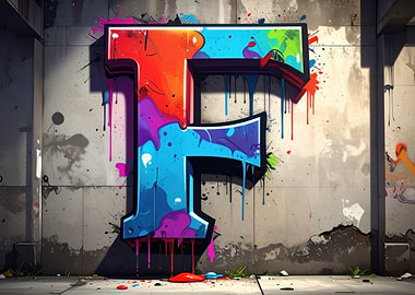 Graffiti Letter F on Concrete Wall
