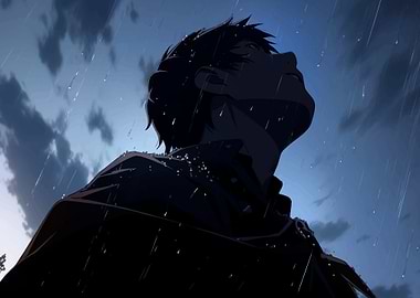 Anime Character in Rain