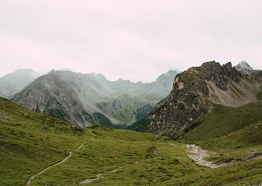 Mountainous Landscape with Green Valley