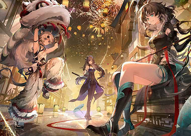 Anime Characters Celebrating Chinese New Year