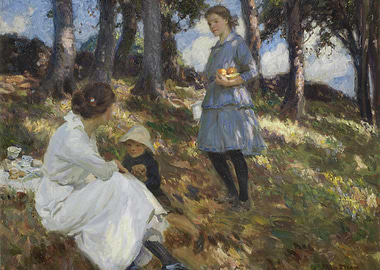 Impressionistic Family Picnic in the Woods