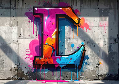 Colorful Graffiti Letter L on Wall