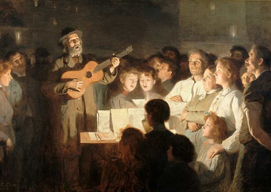 Street Singer with Guitar and Audience