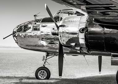Monochrome Vintage Airplane Close-Up