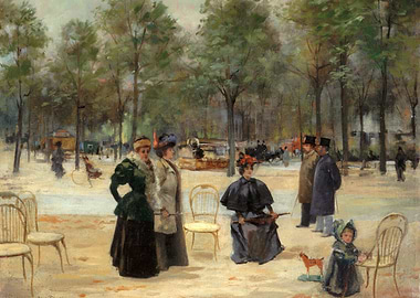 Park Scene with Figures, Painting